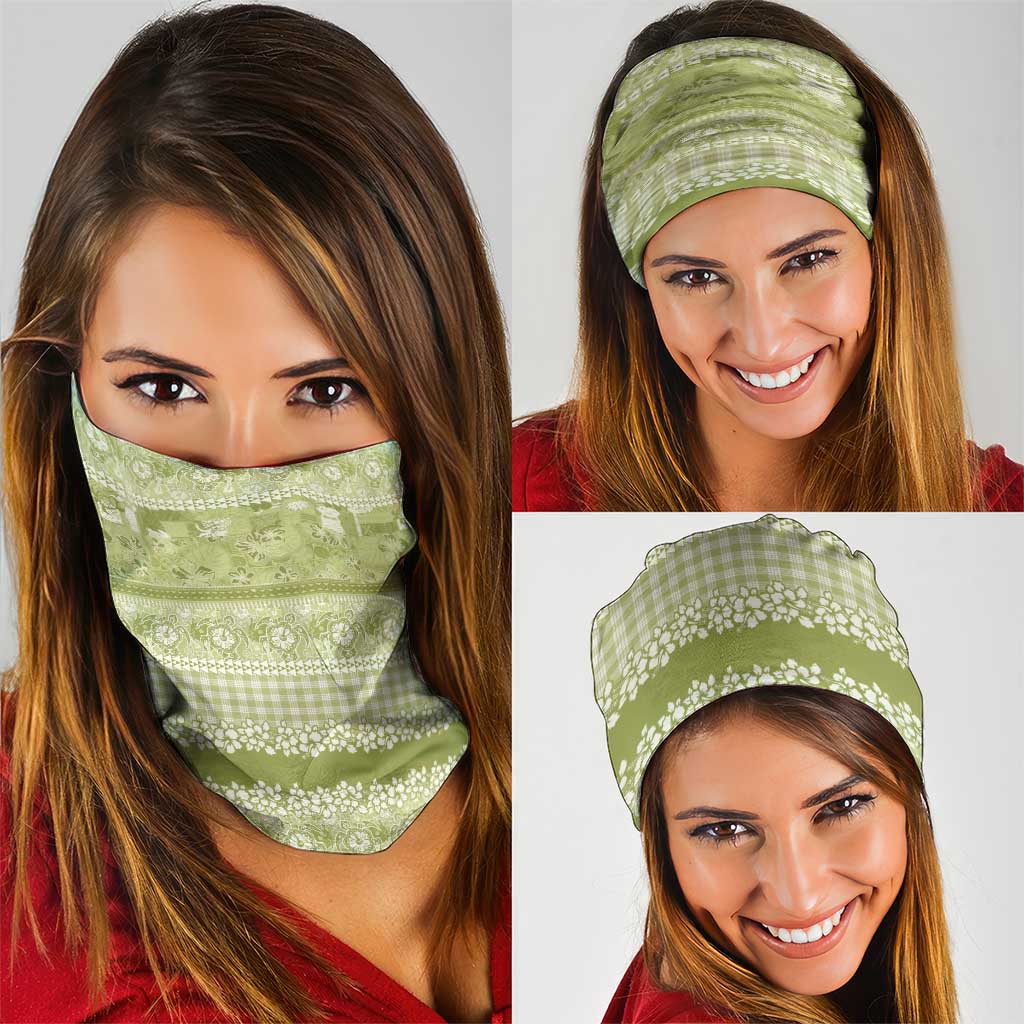 Hawaiian Hibiscus Honu Neck Gaiter Sage Green Mele Kalikimaka Palaka Spirit - Polynesian Pride
