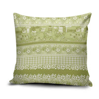 Hawaiian Hibiscus Honu Pillow Cover Sage Green Mele Kalikimaka Palaka Spirit - Polynesian Pride
