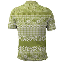Hawaiian Hibiscus Honu Polo Shirt Sage Green Mele Kalikimaka Palaka Spirit - Polynesian Pride