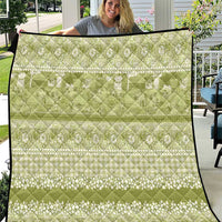 Hawaiian Hibiscus Honu Quilt Sage Green Mele Kalikimaka Palaka Spirit - Polynesian Pride