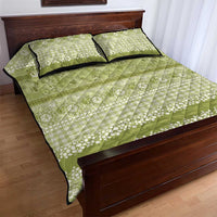 Hawaiian Hibiscus Honu Quilt Bed Set Sage Green Mele Kalikimaka Palaka Spirit - Polynesian Pride