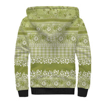 Hawaiian Hibiscus Honu Sherpa Hoodie Sage Green Mele Kalikimaka Palaka Spirit - Polynesian Pride