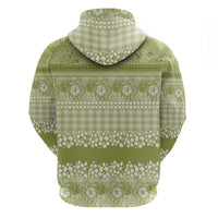 Hawaiian Hibiscus Honu Zip Hoodie Sage Green Mele Kalikimaka Palaka Spirit - Polynesian Pride