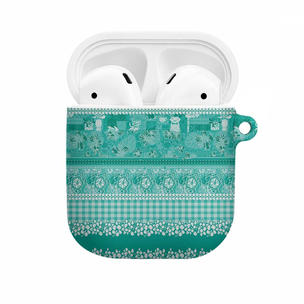 Hawaiian Hibiscus Honu AirPods Case Turquoise Mele Kalikimaka Palaka Spirit - Polynesian Pride
