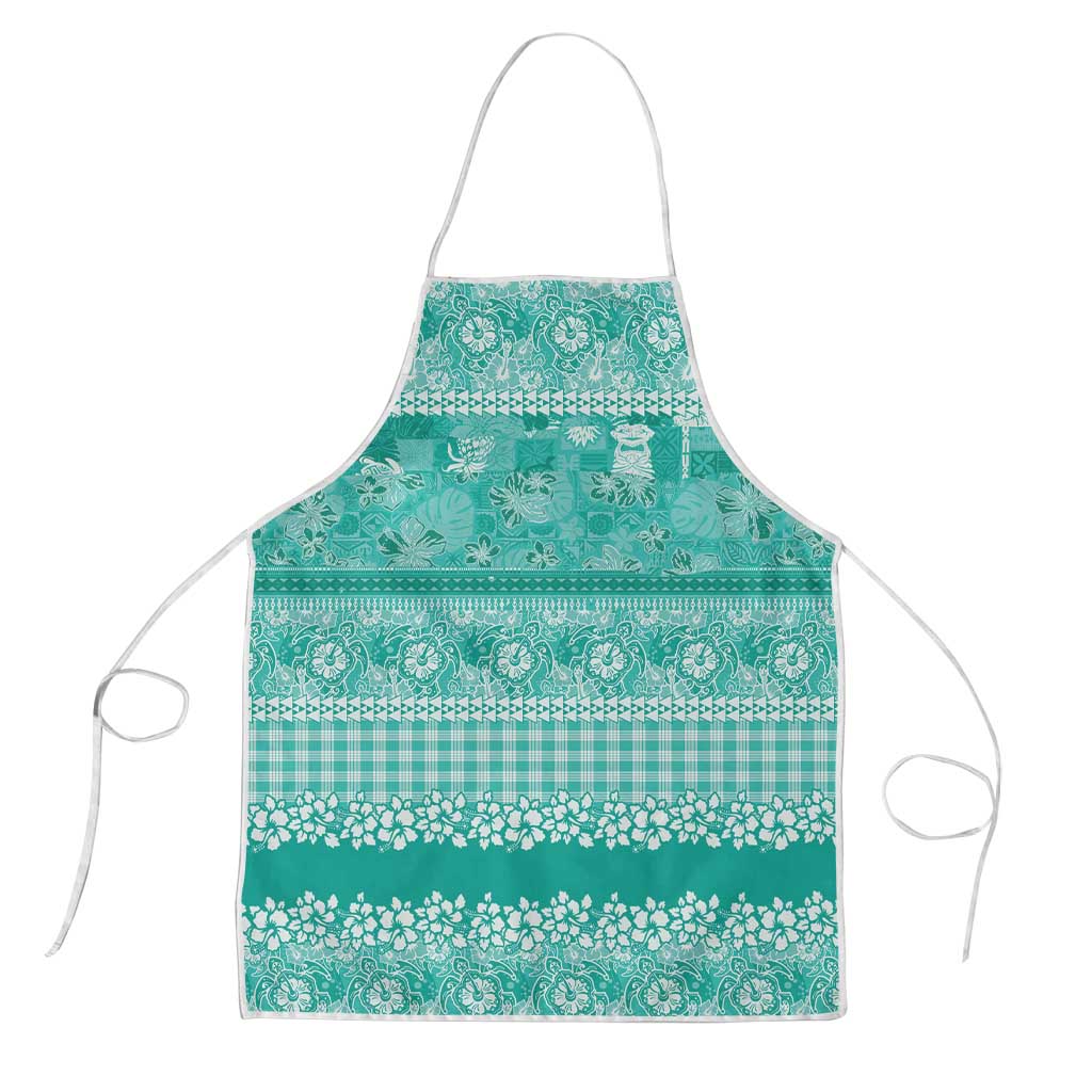 Hawaiian Hibiscus Honu Apron Turquoise Mele Kalikimaka Palaka Spirit - Polynesian Pride
