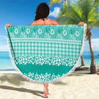 Hawaiian Hibiscus Honu Beach Blanket Turquoise Mele Kalikimaka Palaka Spirit - Polynesian Pride