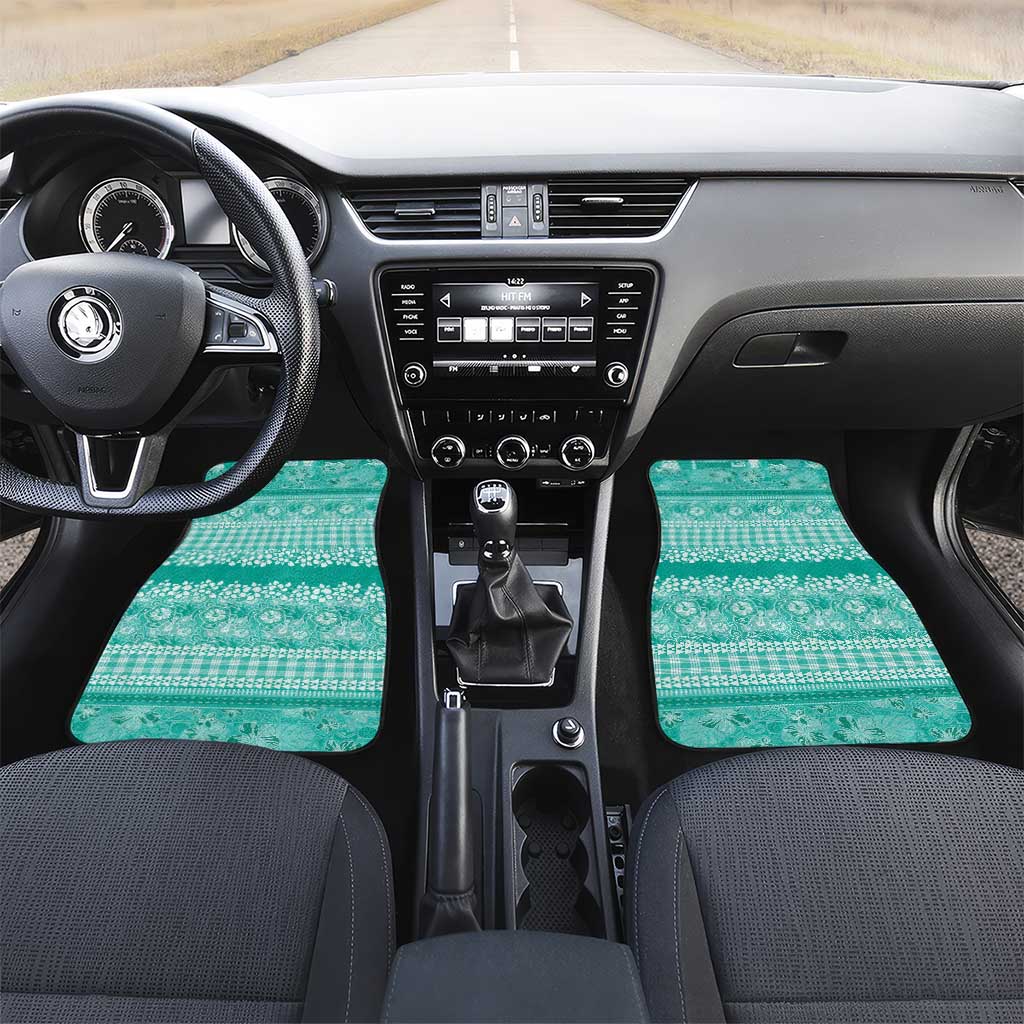Hawaiian Hibiscus Honu Car Mats Turquoise Mele Kalikimaka Palaka Spirit - Polynesian Pride