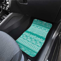 Hawaiian Hibiscus Honu Car Mats Turquoise Mele Kalikimaka Palaka Spirit - Polynesian Pride