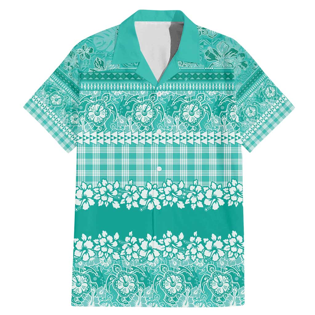 Hawaiian Hibiscus Honu Family Matching Mermaid Dress and Hawaiian Shirt Turquoise Mele Kalikimaka Palaka Spirit - Polynesian Pride