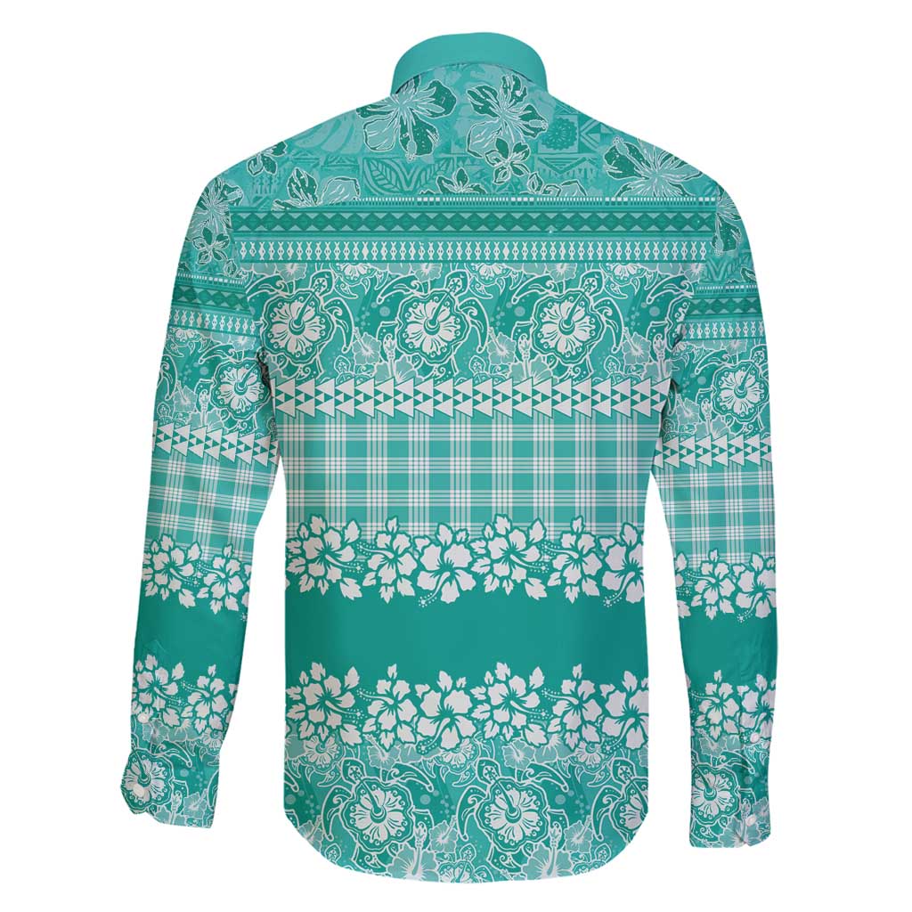 Hawaiian Hibiscus Honu Family Matching Mermaid Dress and Hawaiian Shirt Turquoise Mele Kalikimaka Palaka Spirit - Polynesian Pride