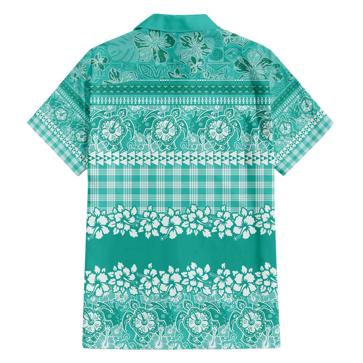 Hawaiian Hibiscus Honu Family Matching Off The Shoulder Long Sleeve Dress and Hawaiian Shirt Turquoise Mele Kalikimaka Palaka Spirit - Polynesian Pride