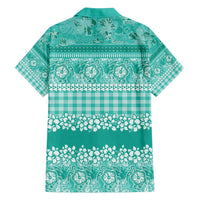 Hawaiian Hibiscus Honu Family Matching Tank Maxi Dress and Hawaiian Shirt Turquoise Mele Kalikimaka Palaka Spirit - Polynesian Pride