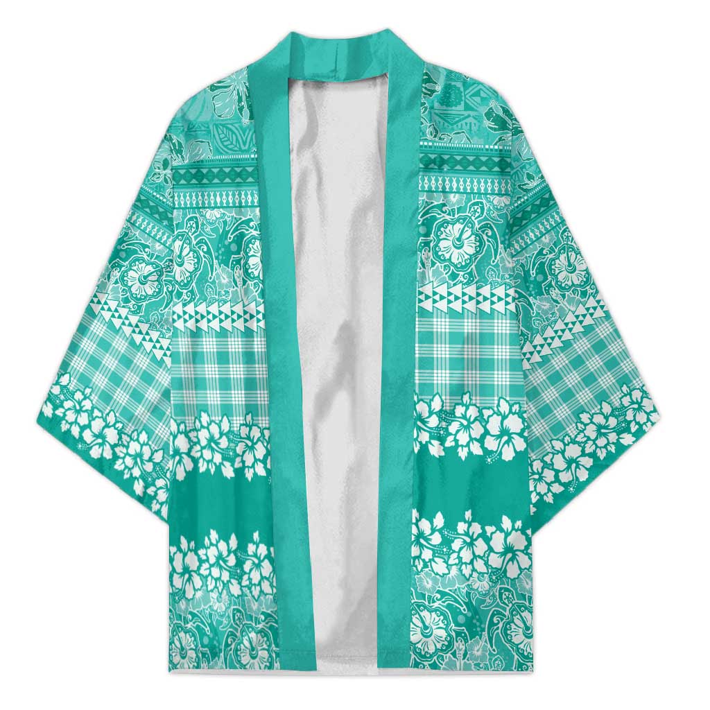 Hawaiian Hibiscus Honu Kimono Turquoise Mele Kalikimaka Palaka Spirit - Polynesian Pride