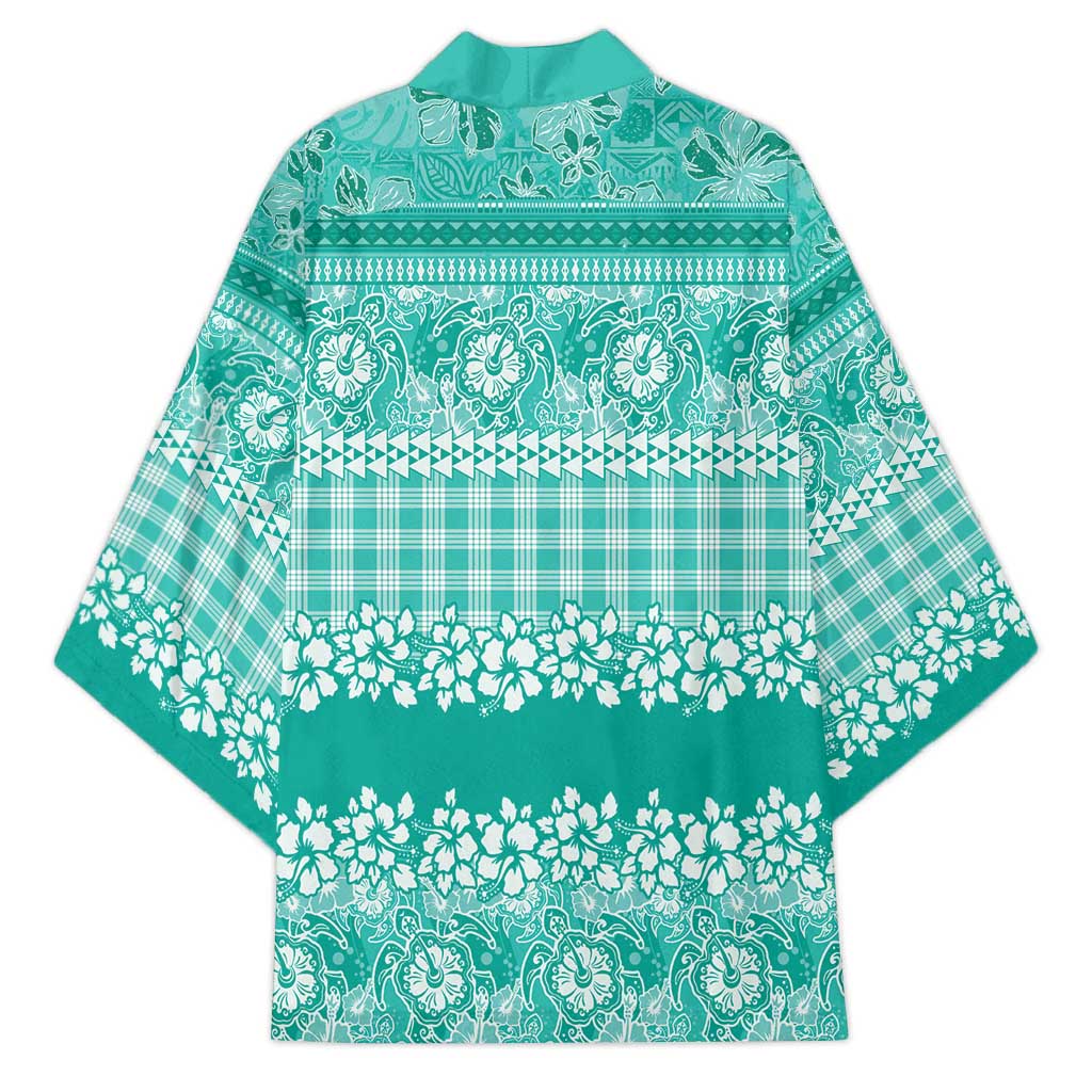Hawaiian Hibiscus Honu Kimono Turquoise Mele Kalikimaka Palaka Spirit - Polynesian Pride