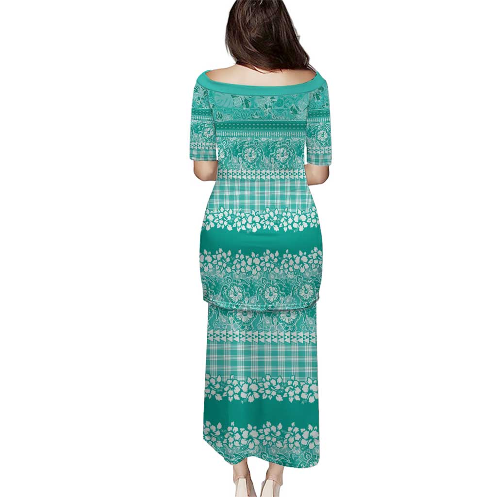 Hawaiian Hibiscus Honu Puletasi Turquoise Mele Kalikimaka Palaka Spirit - Polynesian Pride