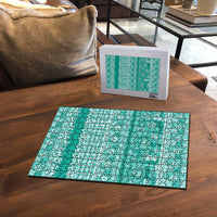 Hawaiian Hibiscus Honu Puzzle Turquoise Mele Kalikimaka Palaka Spirit - Polynesian Pride