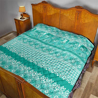 Hawaiian Hibiscus Honu Quilt Turquoise Mele Kalikimaka Palaka Spirit - Polynesian Pride