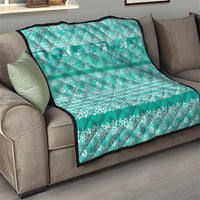 Hawaiian Hibiscus Honu Quilt Turquoise Mele Kalikimaka Palaka Spirit - Polynesian Pride