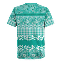 Hawaiian Hibiscus Honu Rugby Jersey Turquoise Mele Kalikimaka Palaka Spirit - Polynesian Pride