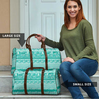 Hawaiian Hibiscus Honu Travel Bag Turquoise Mele Kalikimaka Palaka Spirit - Polynesian Pride