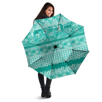 Hawaiian Hibiscus Honu Umbrella Turquoise Mele Kalikimaka Palaka Spirit - Polynesian Pride