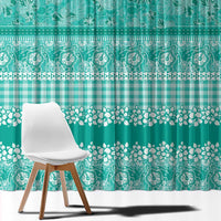 Hawaiian Hibiscus Honu Window Curtain Turquoise Mele Kalikimaka Palaka Spirit - Polynesian Pride