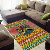 Hawaiian Pineapples Skull Area Rug Mele Kalikimaka Palaka Quilt Pattern - Polynesian Pride