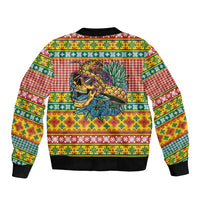 Hawaiian Pineapples Skull Bomber Jacket Mele Kalikimaka Palaka Quilt Pattern - Polynesian Pride