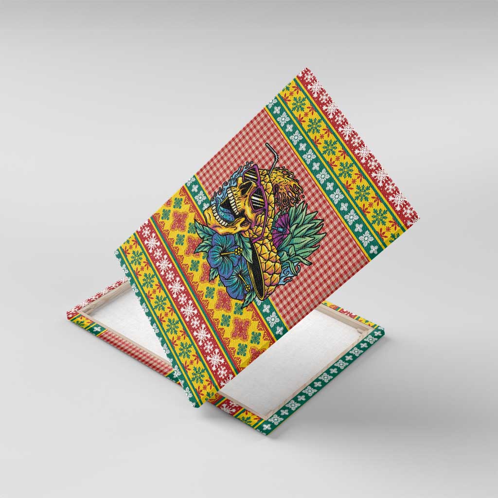 Hawaiian Pineapples Skull Canvas Wall Art Mele Kalikimaka Palaka Quilt Pattern - Polynesian Pride