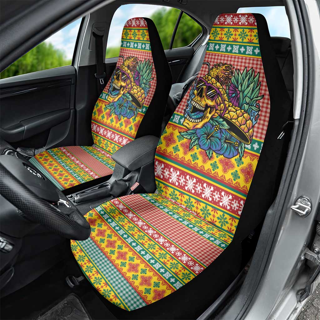 Hawaiian Pineapples Skull Car Seat Cover Mele Kalikimaka Palaka Quilt Pattern - Polynesian Pride