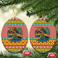 Hawaiian Pineapples Skull Ceramic Ornament Mele Kalikimaka Palaka Quilt Pattern - Polynesian Pride