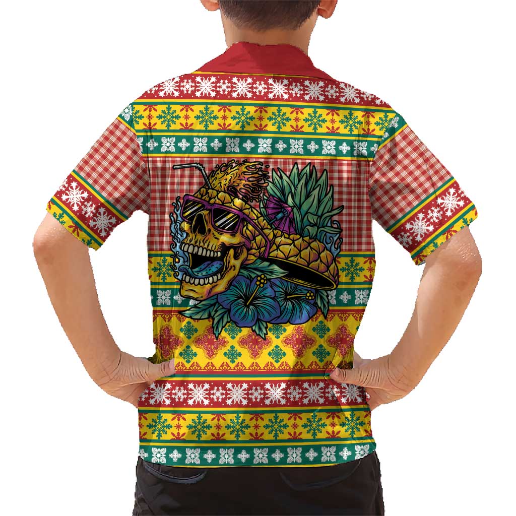 Hawaiian Pineapples Skull Family Matching Puletasi and Hawaiian Shirt Mele Kalikimaka Palaka Quilt Pattern LT9 - Polynesian Pride