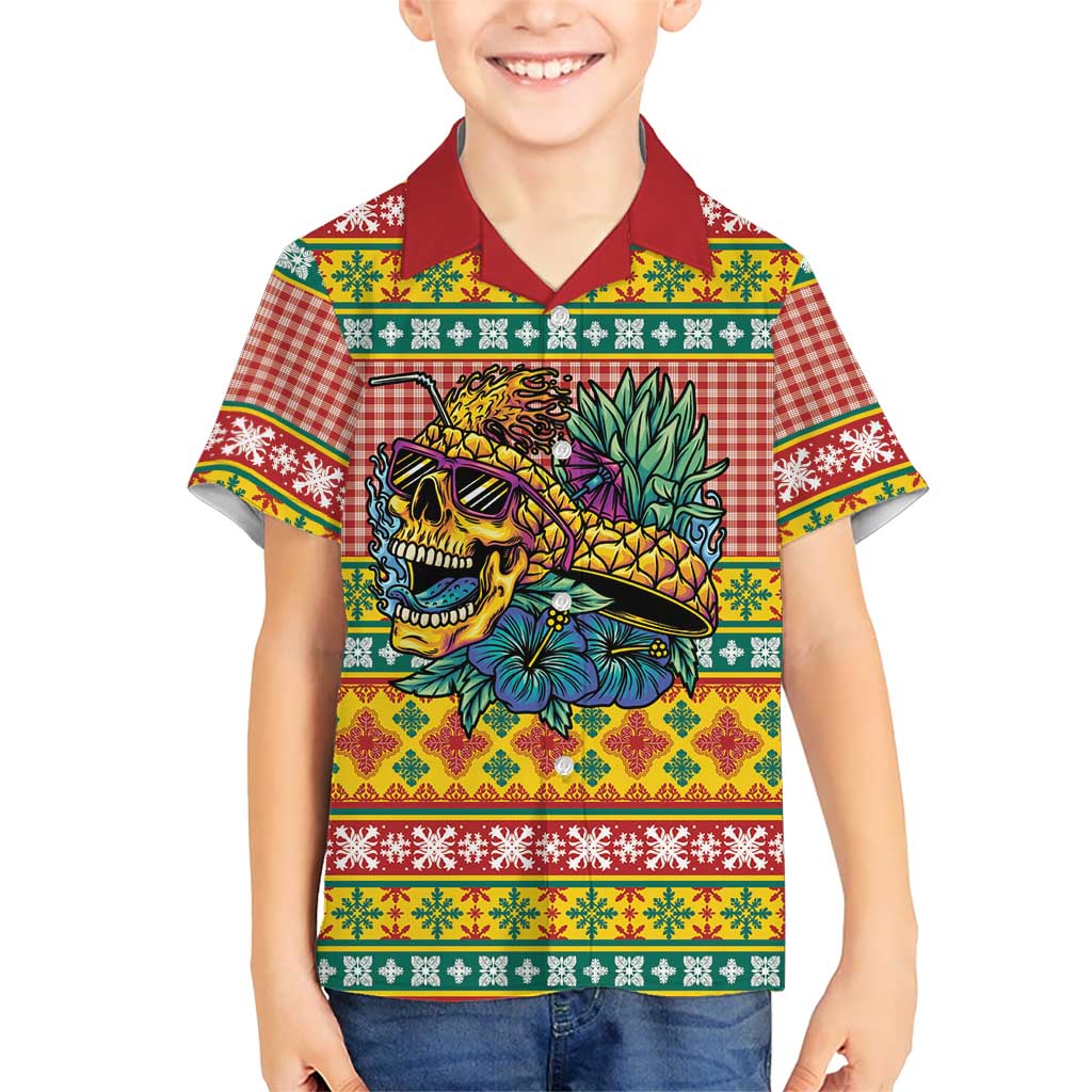 Hawaiian Pineapples Skull Family Matching Puletasi and Hawaiian Shirt Mele Kalikimaka Palaka Quilt Pattern LT9 - Polynesian Pride
