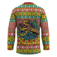 Hawaiian Pineapples Skull Hockey Jersey Mele Kalikimaka Palaka Quilt Pattern - Polynesian Pride