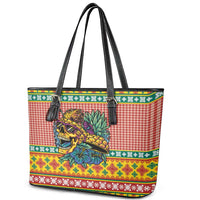 Hawaiian Pineapples Skull Leather Tote Bag Mele Kalikimaka Palaka Quilt Pattern - Polynesian Pride