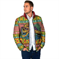 Hawaiian Pineapples Skull Padded Jacket Mele Kalikimaka Palaka Quilt Pattern - Polynesian Pride