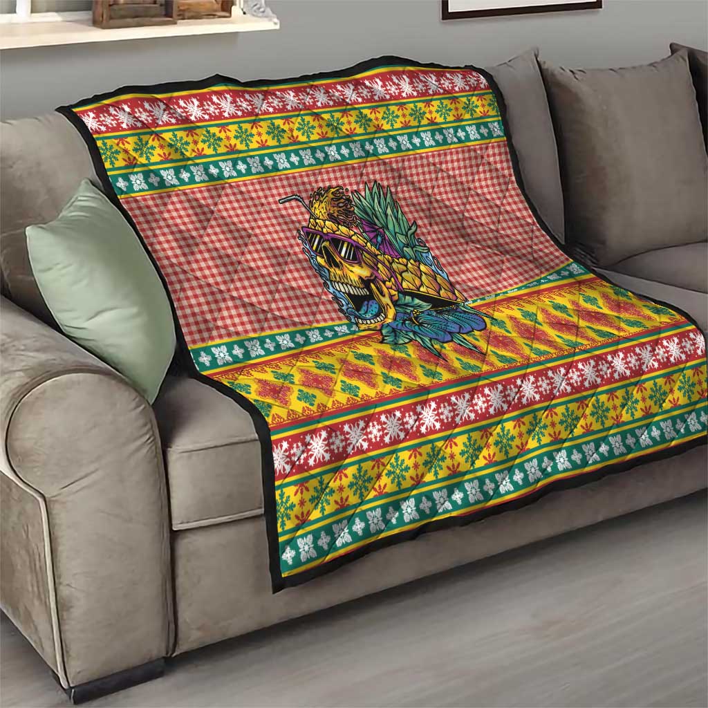 Hawaiian Pineapples Skull Quilt Mele Kalikimaka Palaka Quilt Pattern - Polynesian Pride