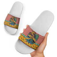Hawaiian Pineapples Skull Slide Sandals Mele Kalikimaka Palaka Quilt Pattern - Polynesian Pride
