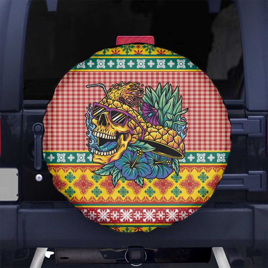 Hawaiian Pineapples Skull Spare Tire Cover Mele Kalikimaka Palaka Quilt Pattern - Polynesian Pride