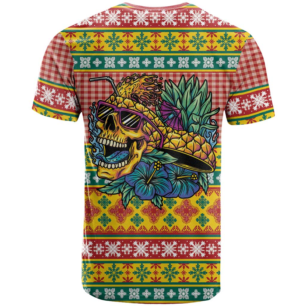 Hawaiian Pineapples Skull T Shirt Mele Kalikimaka Palaka Quilt Pattern - Polynesian Pride