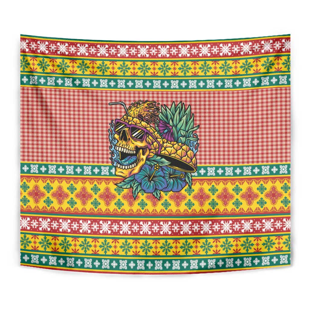 Hawaiian Pineapples Skull Tapestry Mele Kalikimaka Palaka Quilt Pattern - Polynesian Pride