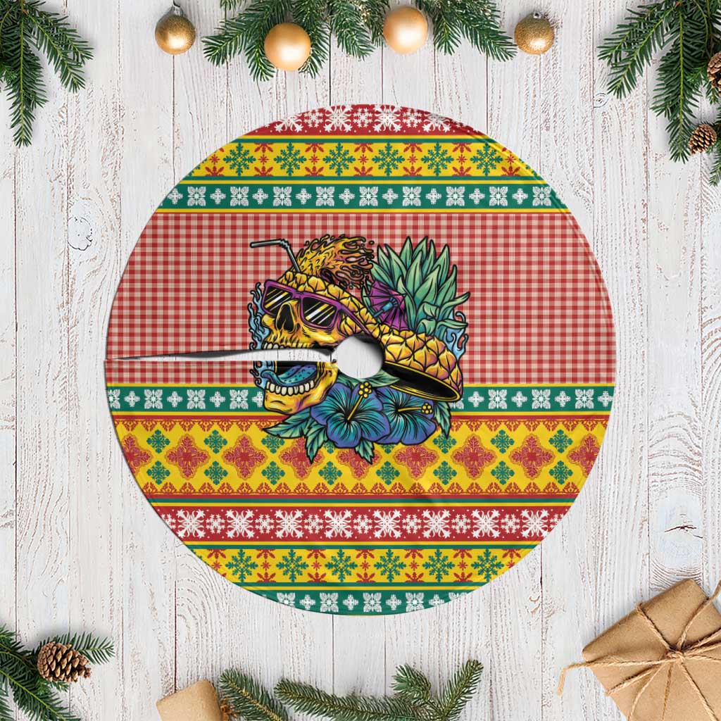 Hawaiian Pineapples Skull Tree Skirt Mele Kalikimaka Palaka Quilt Pattern - Polynesian Pride