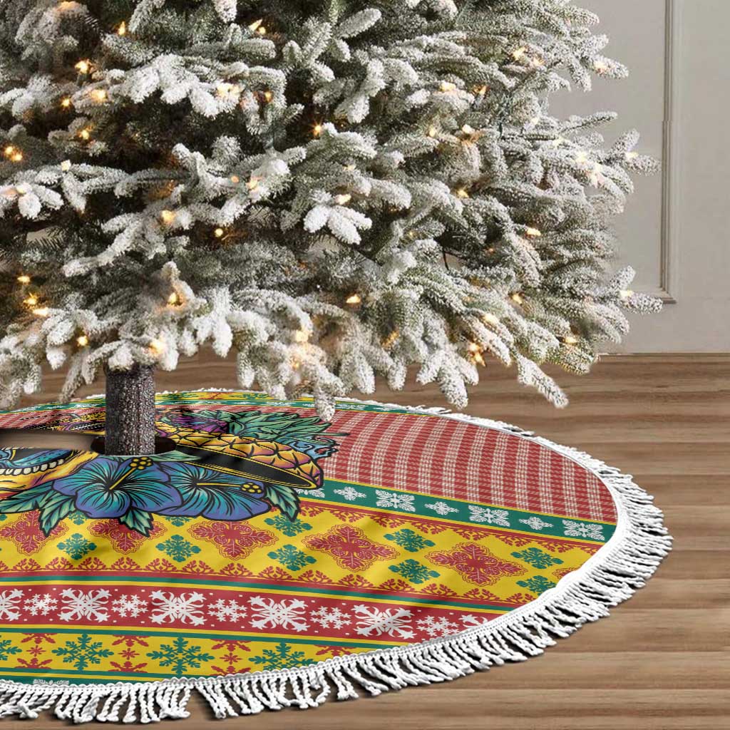 Hawaiian Pineapples Skull Tree Skirt Mele Kalikimaka Palaka Quilt Pattern - Polynesian Pride