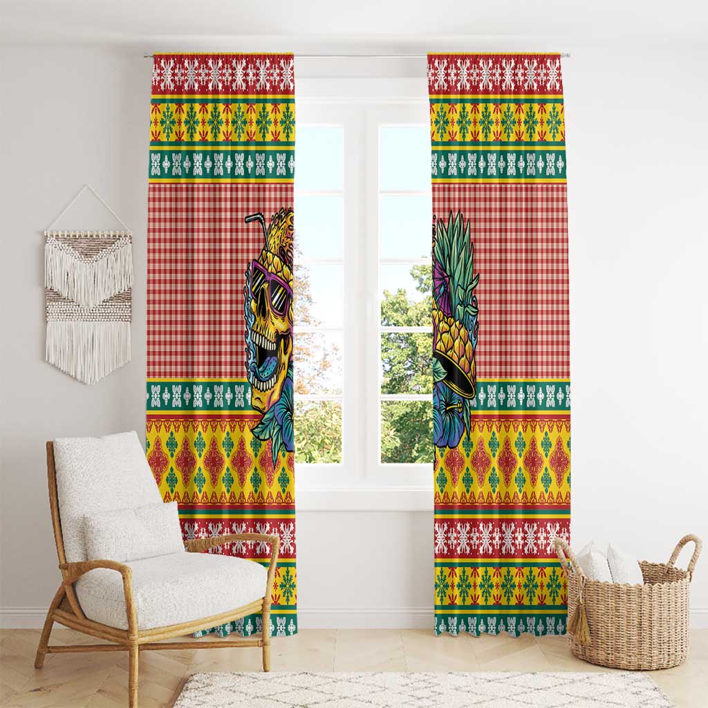 Hawaiian Pineapples Skull Window Curtain Mele Kalikimaka Palaka Quilt Pattern - Polynesian Pride