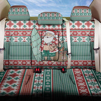 Hawaiian Funny Santa Surf Back Car Seat Cover Mele Kalikimaka Palaka Quilt Pattern - Polynesian Pride