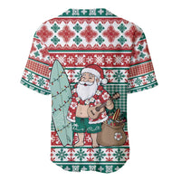 Hawaiian Funny Santa Surf Baseball Jersey Mele Kalikimaka Palaka Quilt Pattern - Polynesian Pride