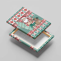 Hawaiian Funny Santa Surf Canvas Wall Art Mele Kalikimaka Palaka Quilt Pattern - Polynesian Pride