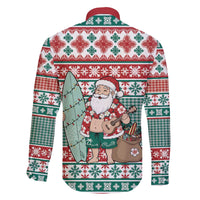 Hawaiian Funny Santa Surf Family Matching Off The Shoulder Long Sleeve Dress and Hawaiian Shirt Mele Kalikimaka Palaka Quilt Pattern - Polynesian Pride