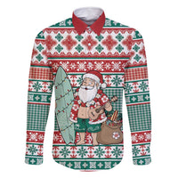 Hawaiian Funny Santa Surf Family Matching Off Shoulder Short Dress and Hawaiian Shirt Mele Kalikimaka Palaka Quilt Pattern - Polynesian Pride