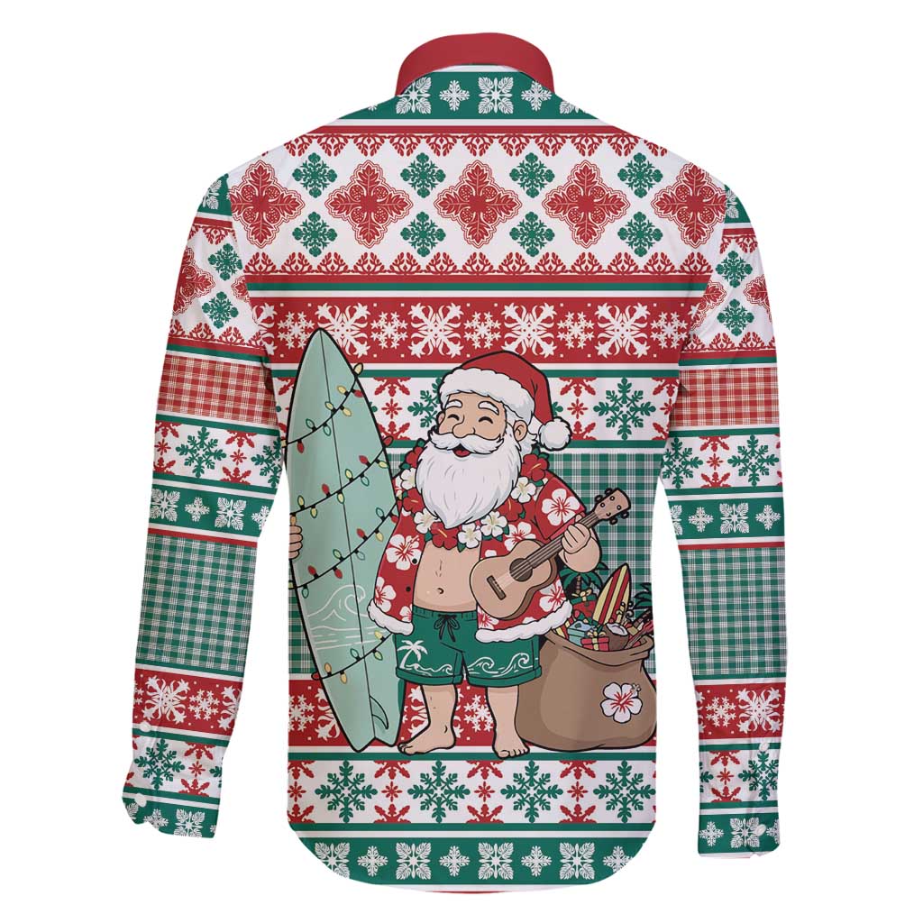 Hawaiian Funny Santa Surf Family Matching Puletasi and Hawaiian Shirt Mele Kalikimaka Palaka Quilt Pattern - Polynesian Pride